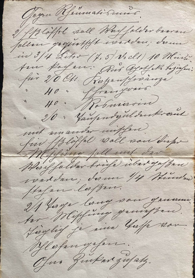 Handgeschriebener Brief in alter deutscher Schrift, Text über Medizin. Perfekt für Transkription historischer Dokumente.